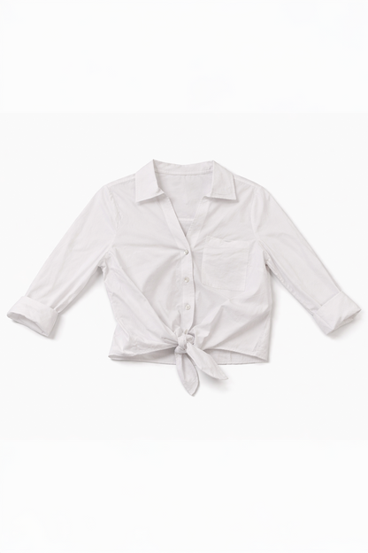 White Tie Front Top