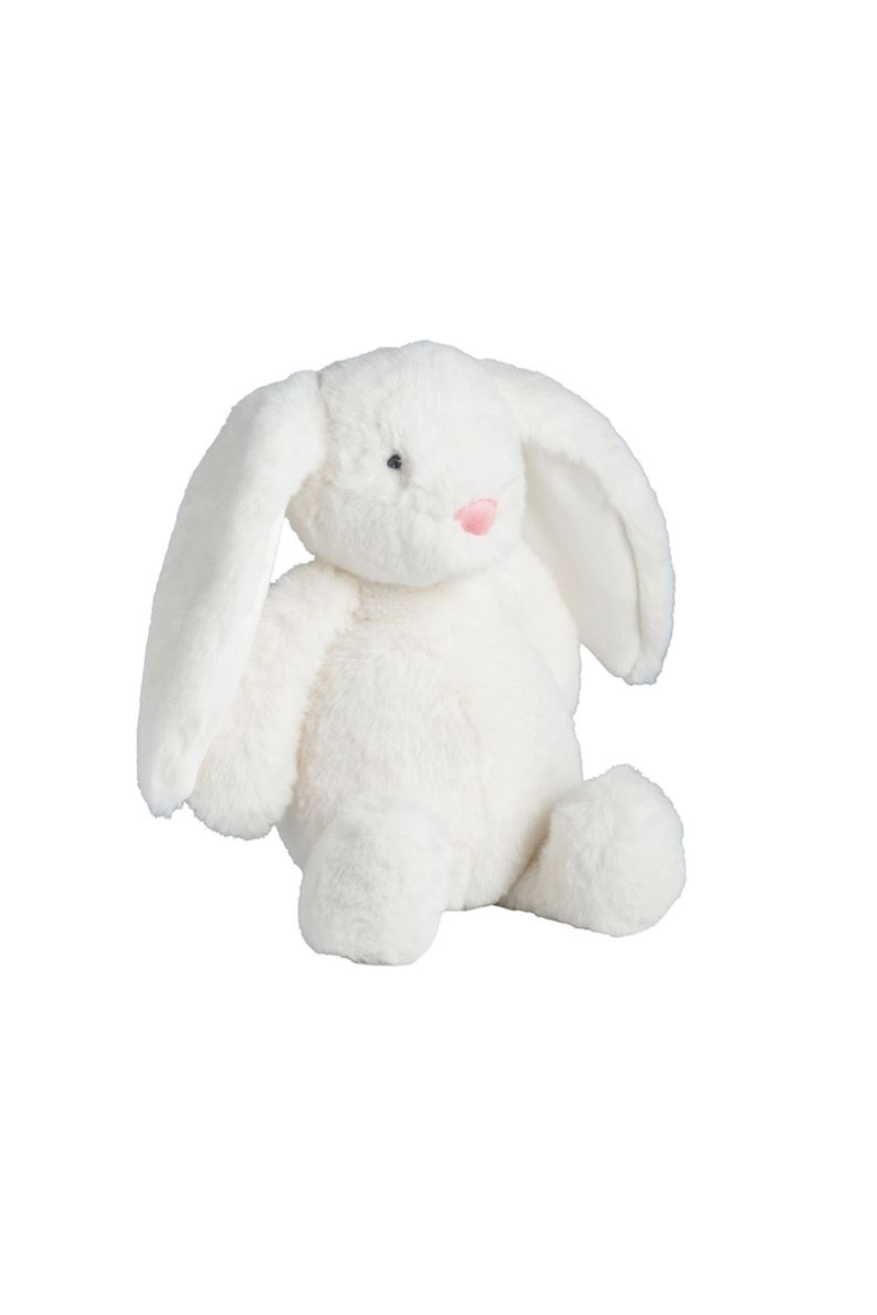 White plush bunny toy on a white background