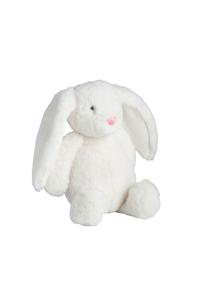 White plush bunny toy on a white background