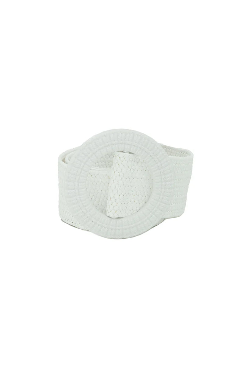 White woven belt rolled up