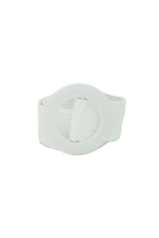 White woven belt rolled up