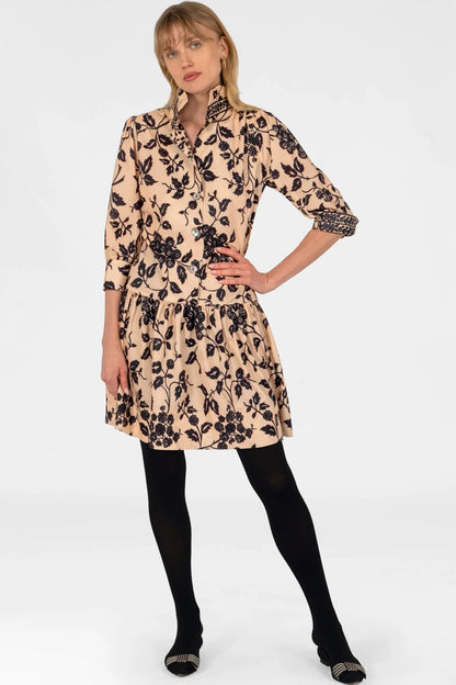 Winter Garden Khaki Drop Waist Dress