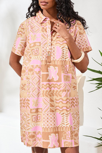Wisteria Placket Short Sleeve Dress