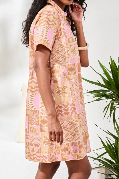 Wisteria Placket Short Sleeve Dress