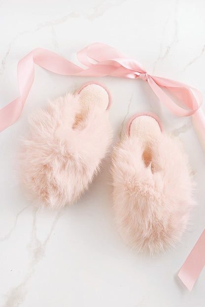 Blush Snowball Plush Slippers