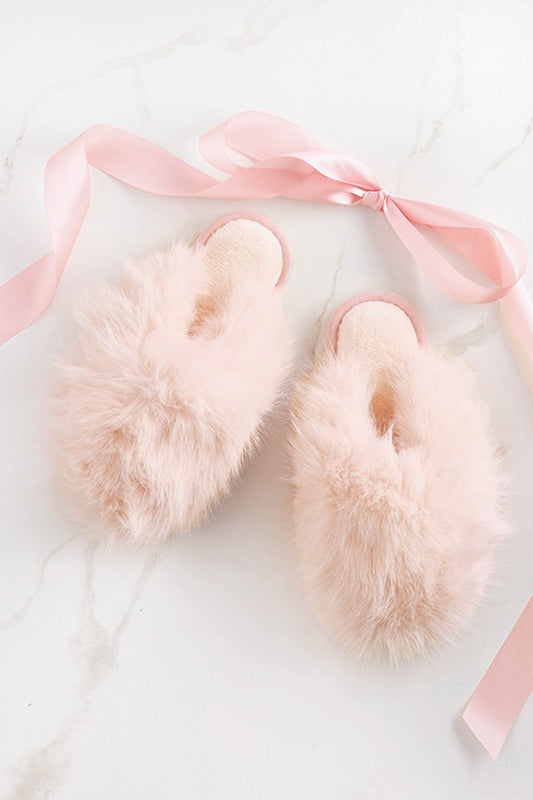 Blush Snowball Plush Slippers