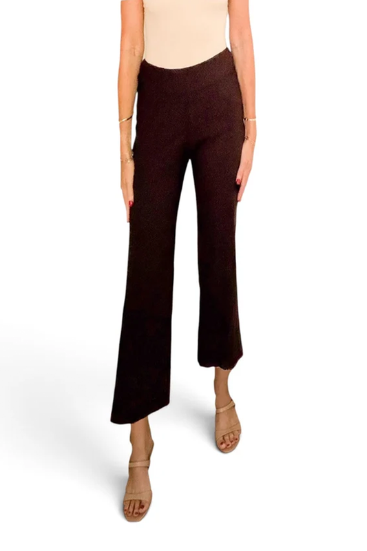 Brown Wide-Leg Crop Pants