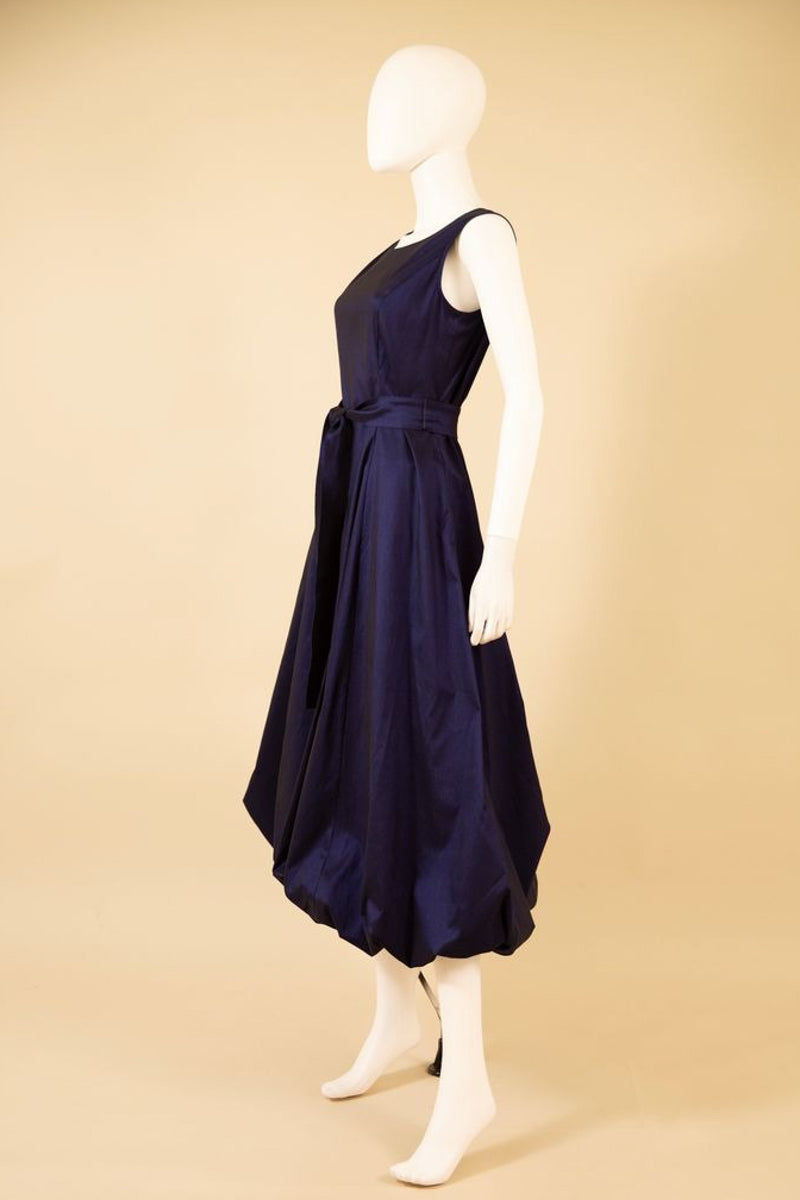 Midnight Tie Waist Bubble Midi Dress
