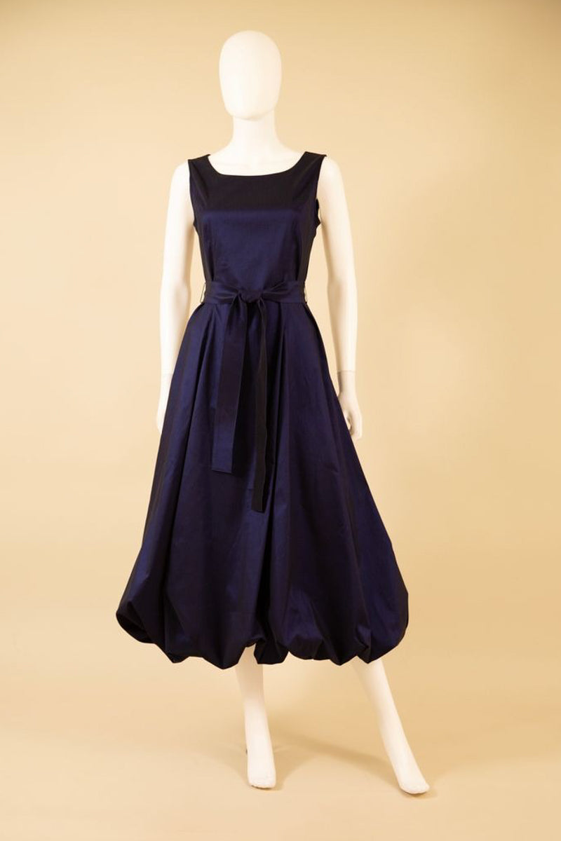Midnight Tie Waist Bubble Midi Dress