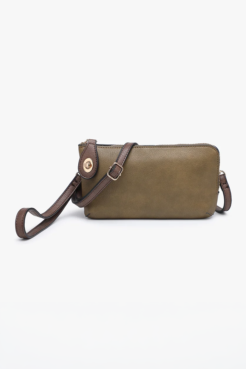 Olive/Brown Crossbody/Wristlet