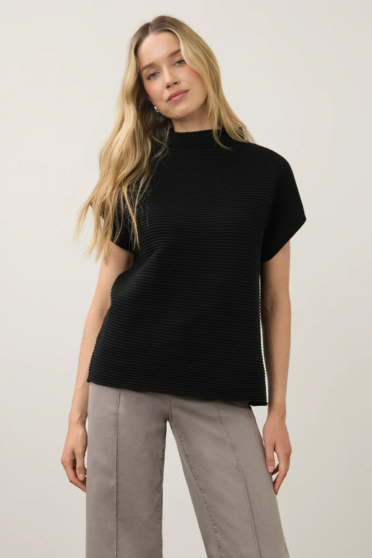 Black Ottoman Cap Sleeve Sweater