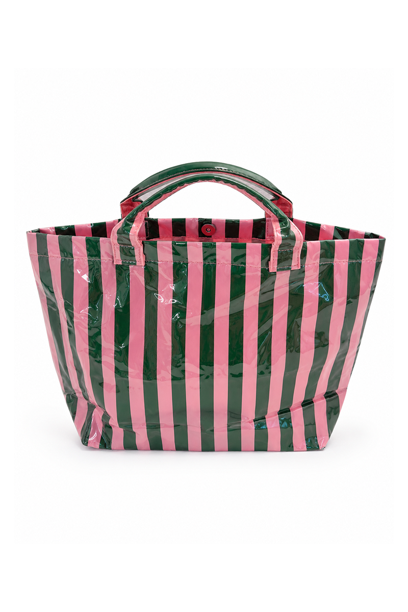 Pink and Green Striped Bag